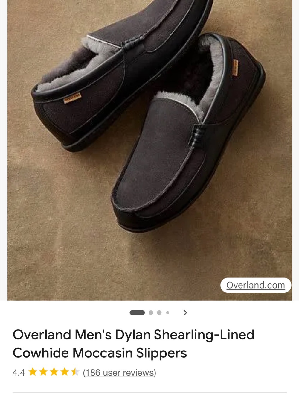 Overland Men’s Dylan Shearling-Lined Cowhide Moccasin shoes gray grey 12 loafers